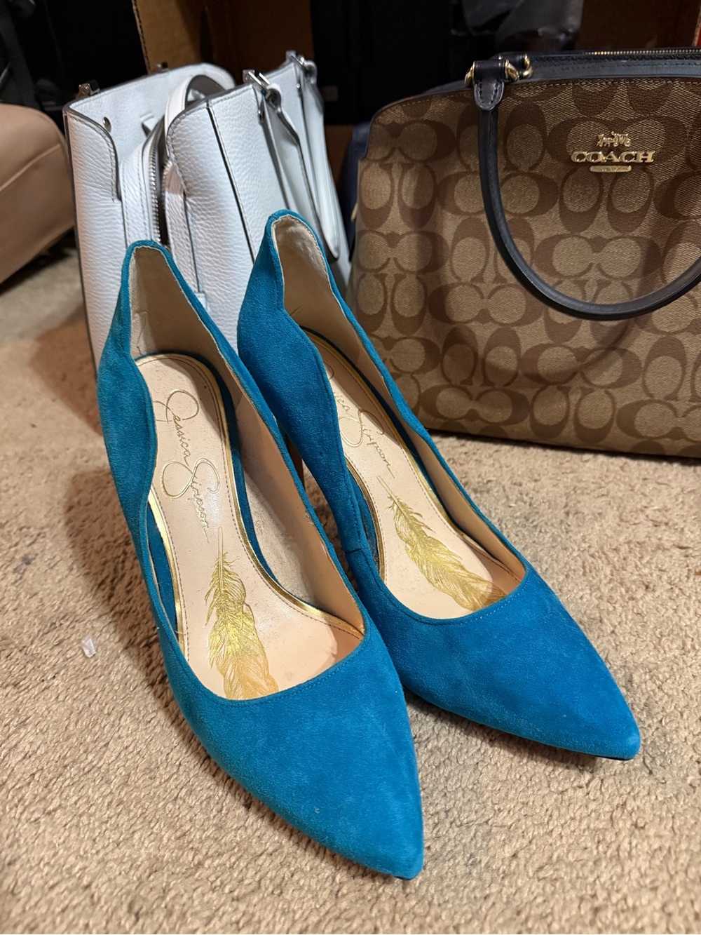 Jessica Simpson Teal Suede Pointed-Toe Pumps